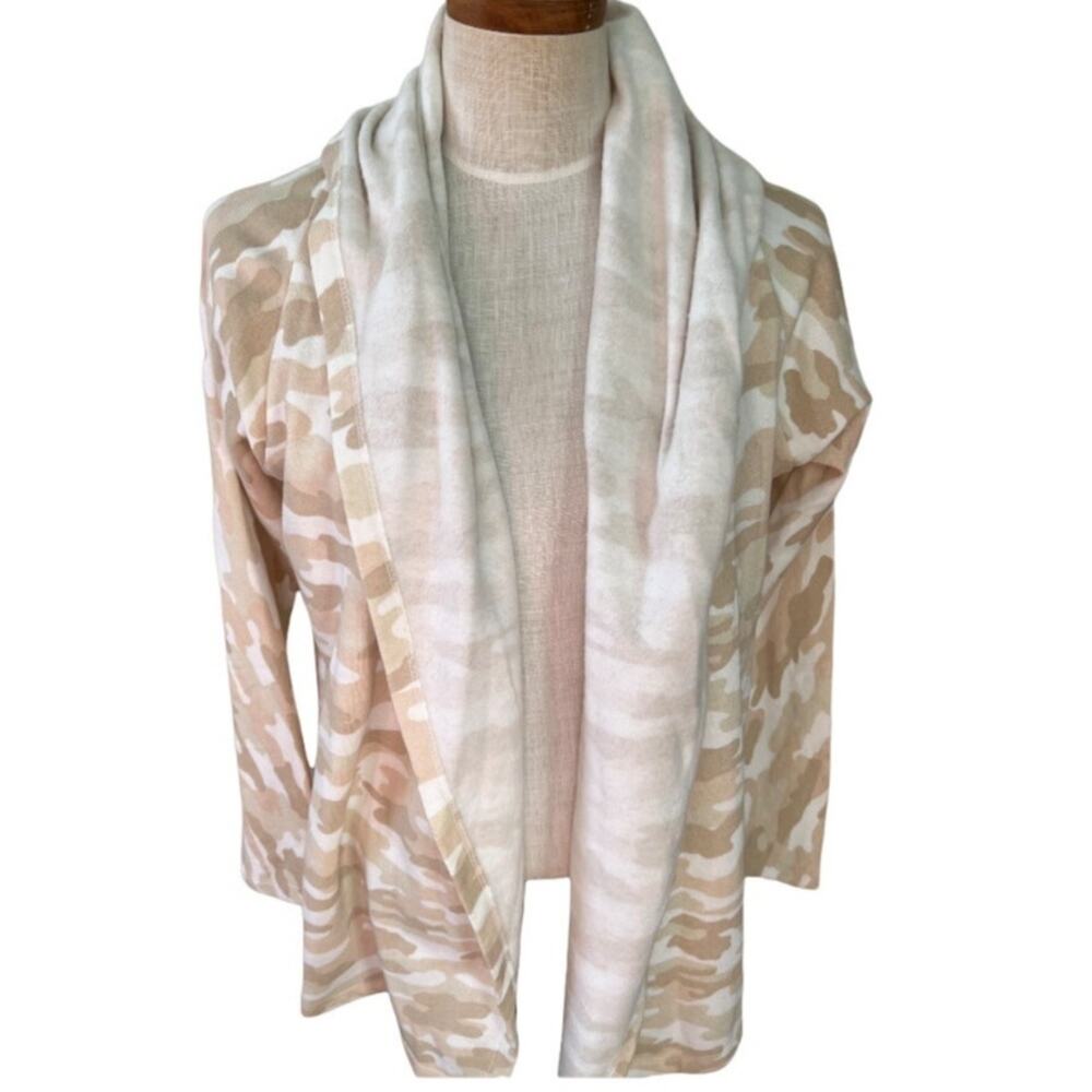 Lucky Brand Cloud Cardigan Sweater Cream Camo Print M